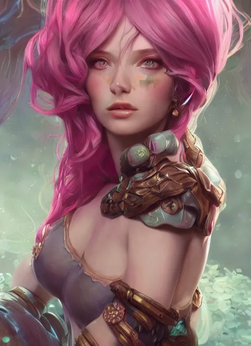 Prompt: seraphine, from league of legends, pink hair, hyper detailed, digital art, trending in artstation, cinematic lighting, studio quality, smooth render, unreal engine 5 rendered, octane rendered, art style by klimt and nixeu and ian sprigger and wlop and krenz cushart