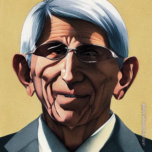 Image similar to anime villain anthony fauci by hasui kawase by richard schmid