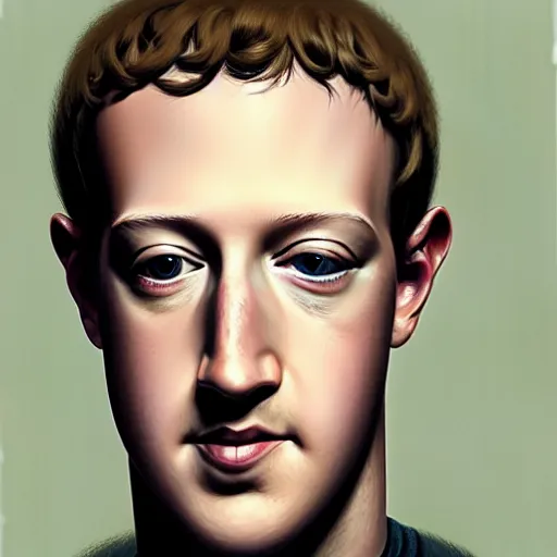 Image similar to portrait of mark zuckerberg, very detailed, art contest winner on behance, trendy on deviant art, by artgem, greg rutkowski