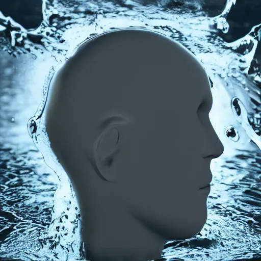 Image similar to minimalist logo icon of a human head made of water, water manipulation, hyper realistic, ray tracing, realistic water splashes, sharp focus, 8 k resolution