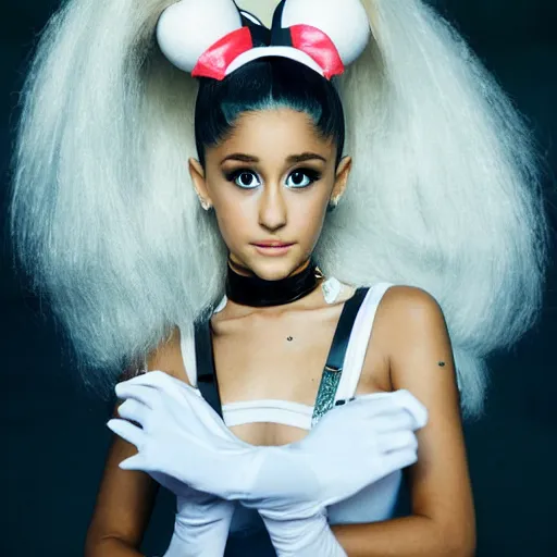 Prompt: Portrait of Ariana Grande doing Sailor Moon cosplay, 50mm photograph by annie leibovitz