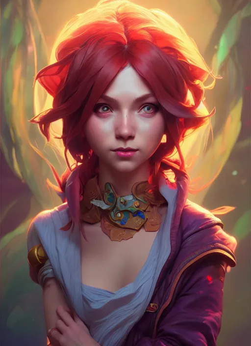 Image similar to annie from league of legends, splash art, path traced, octane render, highly detailed, high quality, digital painting, hd, alena aenami and artgerm, karol bak, alphonse mucha, tom bagshaw
