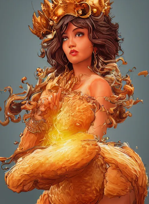 Prompt: the Goddess of Fried Chicken, detailed digital art, trending on Artstation