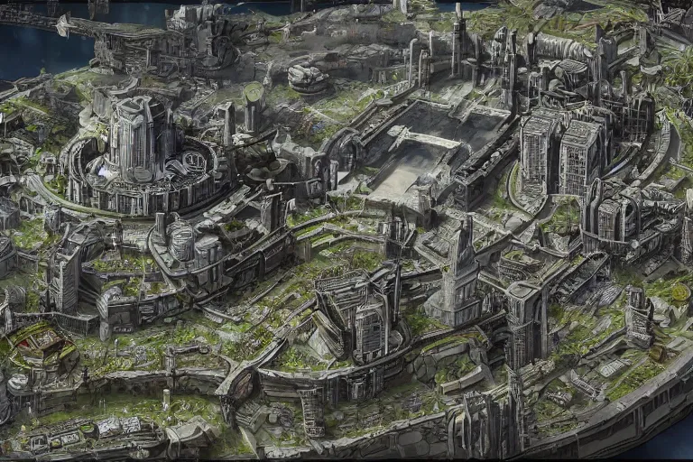 Prompt: cyberpunk minas tirith, extremely detailed landscape architecture wide-shot