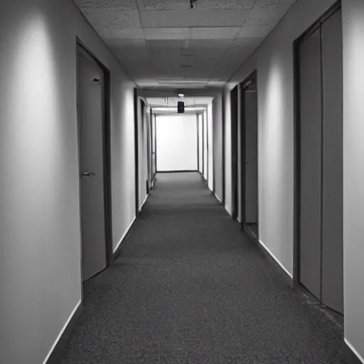 Image similar to an empty office hallway, dim, craigslist photo