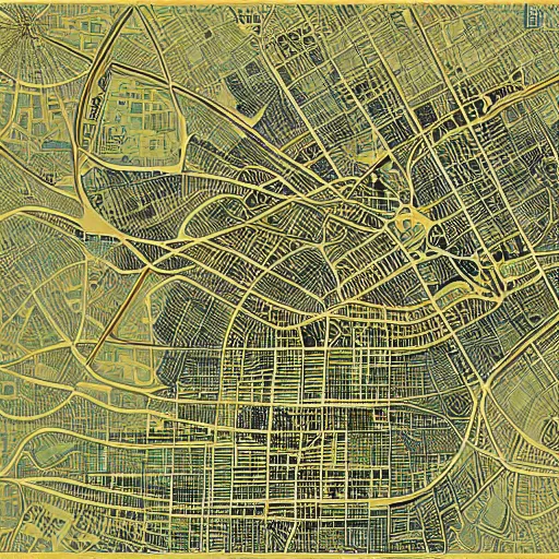 Image similar to very detailed and intricate grotosque jakarta map - by fullermap