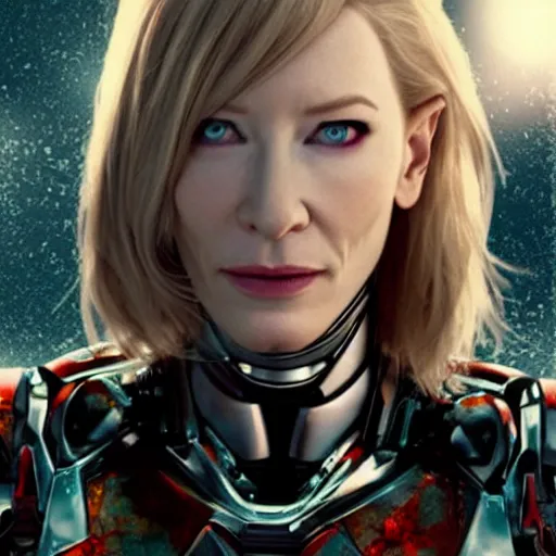 Image similar to cyborg cate blanchett, anime,