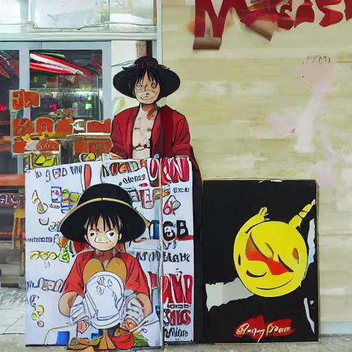 Prompt: luffy in McDonald's