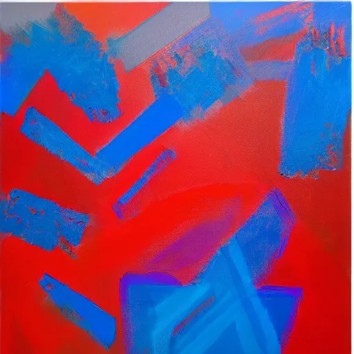 Image similar to acrylic abstract painting on canvas using primary red and blue