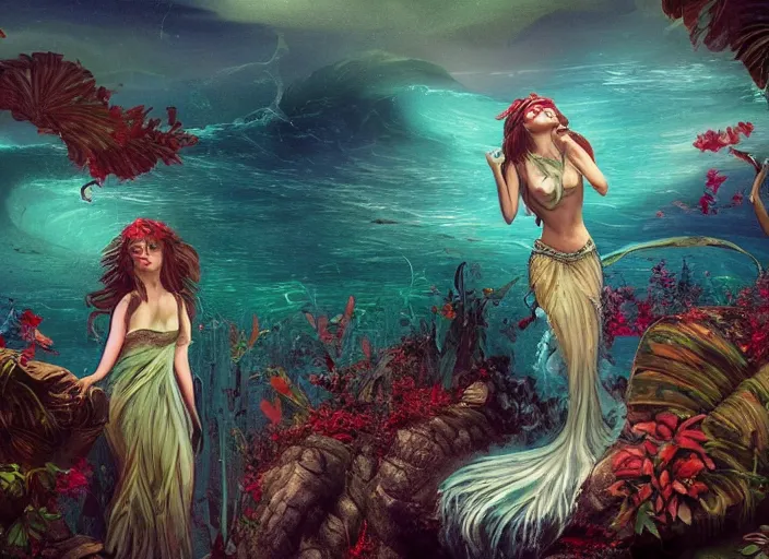 Image similar to A siren sounds like the goddess who Promises endless apologies of paradise And only she can make it right, 8k quality, award winning