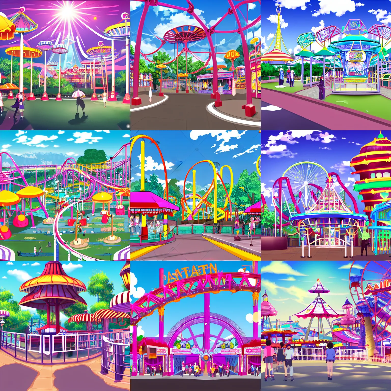 Prompt: visual novel amusement park background