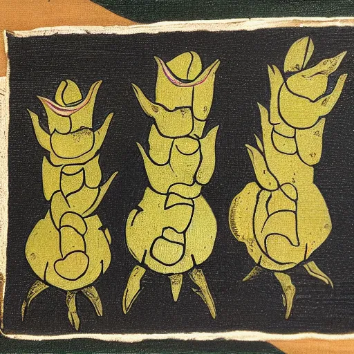 Prompt: hop cones repeating on canvas, medieval style