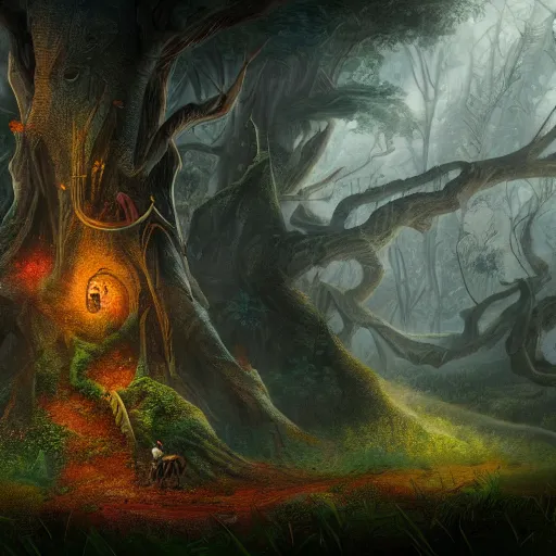 Image similar to world tree falls onto a lone dwarf, fantasy, epic, colossal, digital art, 8 k