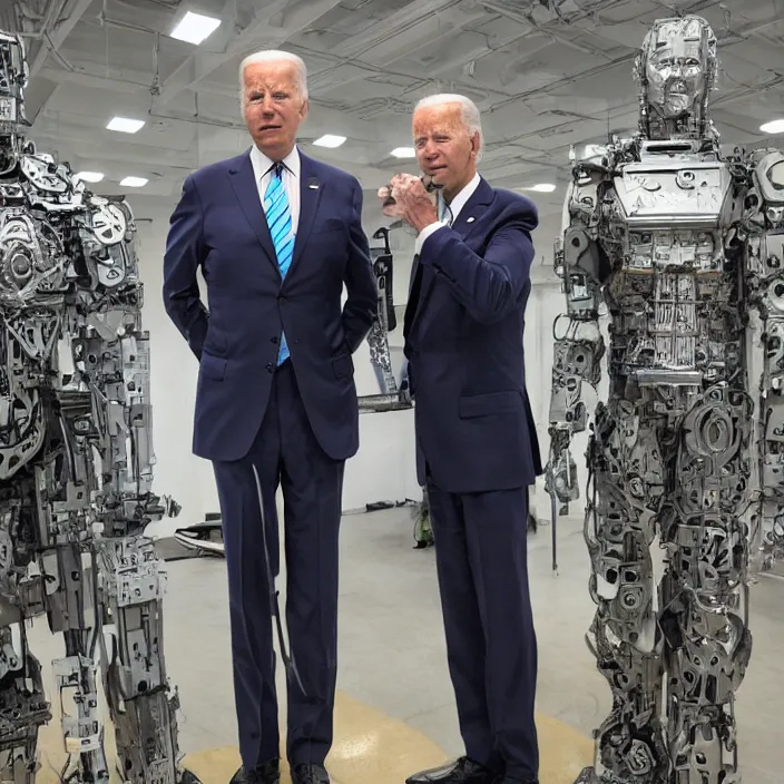 Prompt: Joe Biden Cyborg, Huge 8ft Tall, Detailed Photo