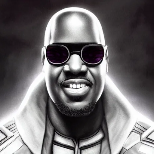 Image similar to stevie wonder as thanos, beautiful portrait art by artgerm