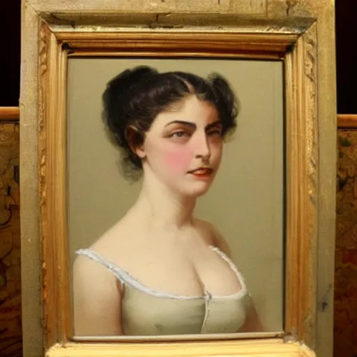 Prompt: a painting of a female model in victorian times, fully body shot