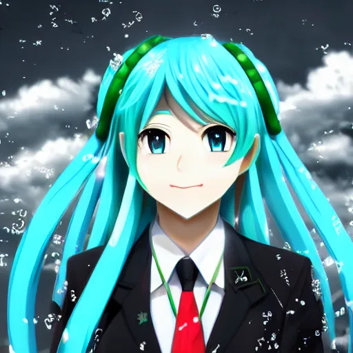 Image similar to Hatsune Miku as a weather services chief, epic. 4k resolution, anime, pixiv, extremely detailed - C 10