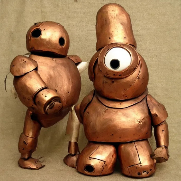 Prompt: a medieval baymax made out of wood and copper