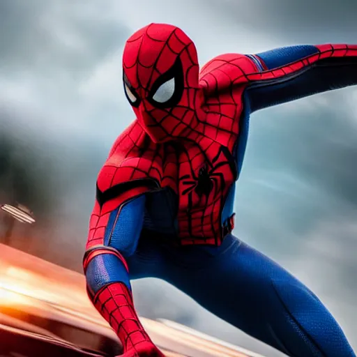 Image similar to ryan reynolds as spider - man, cinematic, volumetric lighting, f 8 aperture, cinematic eastman 5 3 8 4 film, photorealistic