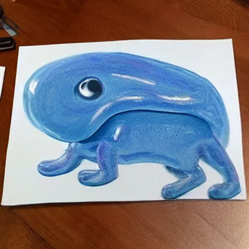 Prompt: a blue slime attack dog. realistic, very detailed