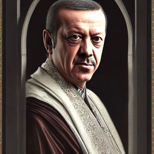 Prompt: portrait of recep tayyip erdogan, d & d, face, dark fantasy, intricate, elegant, highly detailed, digital painting, artstation, concept art, smooth, sharp focus, illustration, art by artgerm and greg rutkowski and alphonse mucha