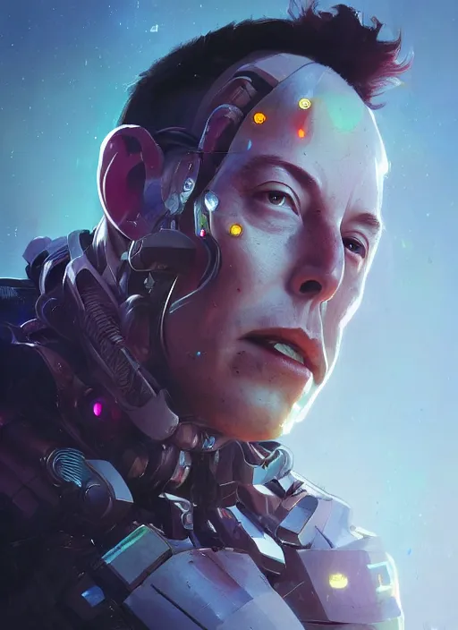 Prompt: a beautiful portrait of elon musk as cyborg. character design by cory loftis, fenghua zhong, ryohei hase, ismail inceoglu and ruan jia. artstation, volumetric light, detailed, rendered in octane