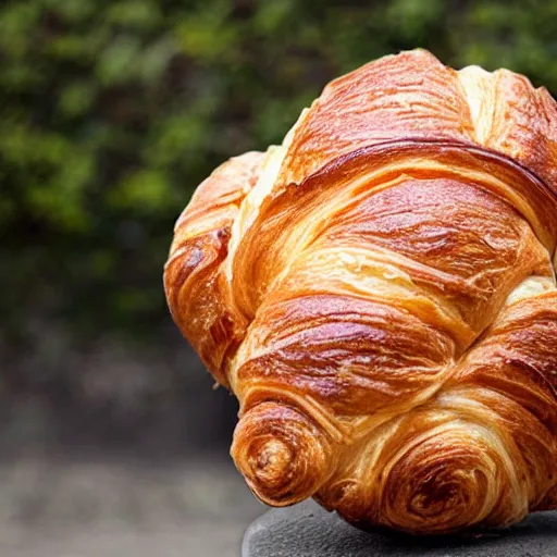 Image similar to a fire hydrant made of croissant