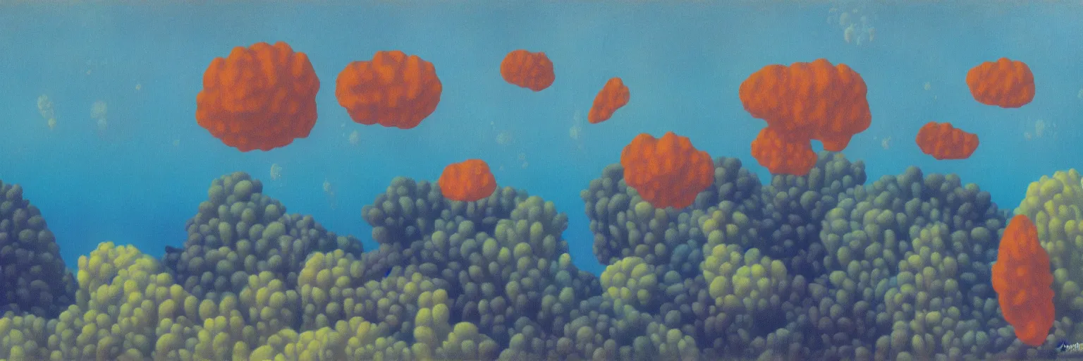 Prompt: coral reef painting magritte