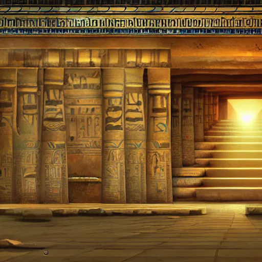 Image similar to ancient egyptian structure, retrowave epic art, trending on art station