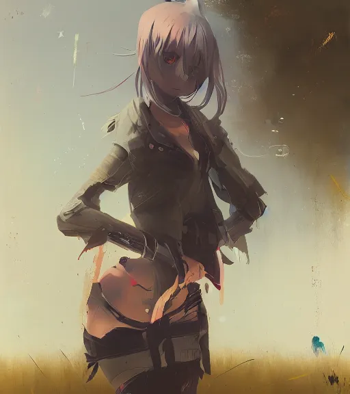 Prompt: ismail inceoglu painting of an anime woman