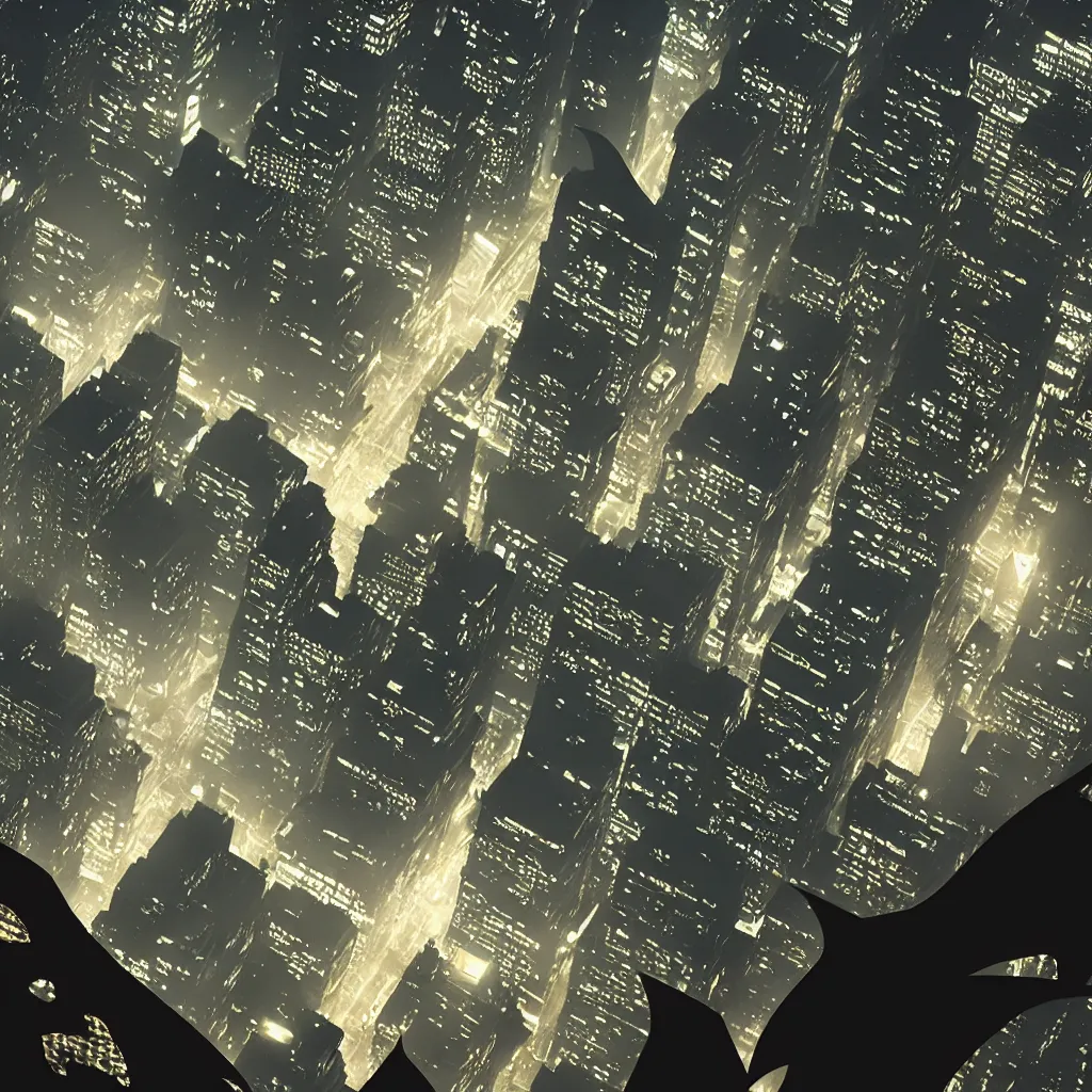 Image similar to batman watching over gotham city at night
