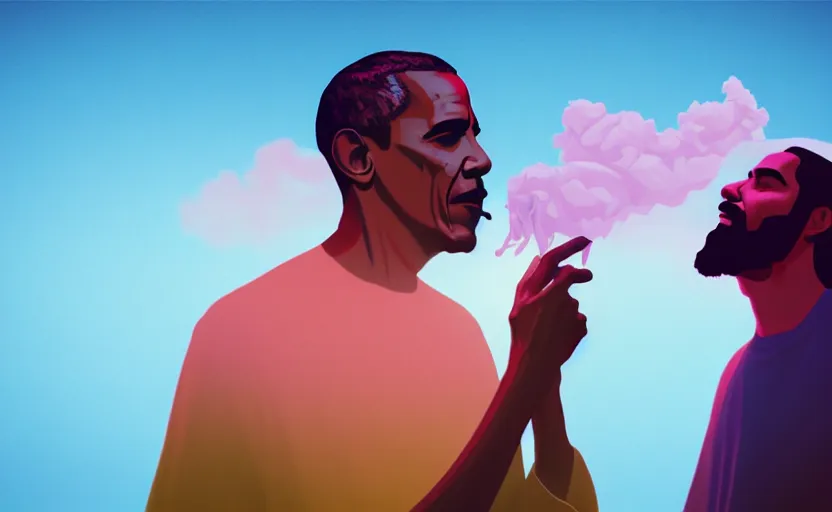 Prompt: Obama and Jesus vaping by Beeple; 4K; 8K