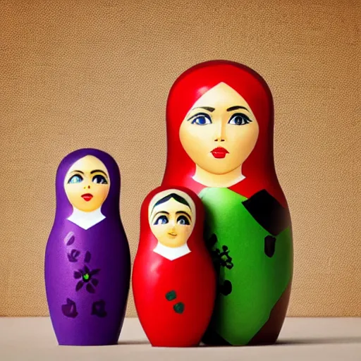 Prompt: woman as a matryoshka dolls, photo