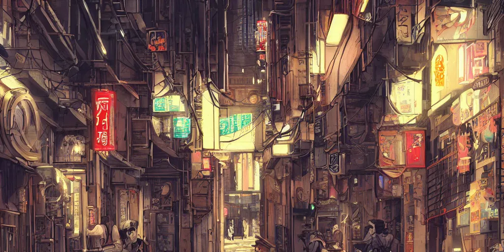 Prompt: a back alley in cyberpunk Tokyo by kirokaze