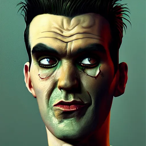 Prompt: portrait of a slim of morrissey as a zombie with a quiff, 7 days to die zombie, fine art, award winning, intricate, elegant, sharp focus, cinematic lighting, rimlight, digital painting, 8 k concept art, art by z. w. gu, art by brom, art by michael hussar, 8 k