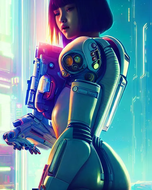 Prompt: key art, beautiful digital painting of lalisa in spacesuit with high detail, ( cyberpunk 2 0 7 7, mass effect, bladerunner 2 0 4 9 ), environment, 8 k, stunning detail, photo by artgerm, greg rutkowski and alphonse mucha, unreal engine 5, 4 k uhd