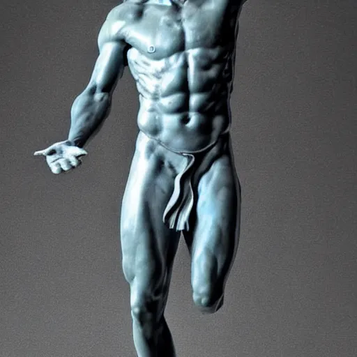 Image similar to a statue of an beautiful athletic male alien sculpted by michelangelo