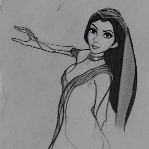 Image similar to milt kahl sketch of victoria justice as princess padme from star wars episode 3