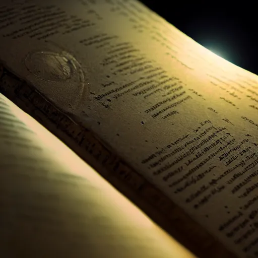 Prompt: close - up of an ancient book bon the moon, concept art, sci - fi illustration, painting, realistic, global illumination, radiant light, detailed and intricate environment, 8 k, h 6 4 0