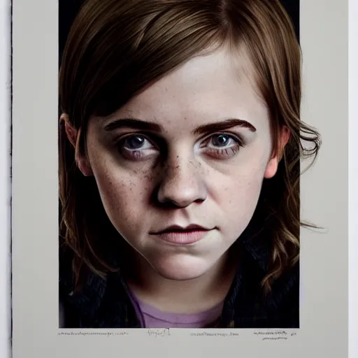 Image similar to portrait of the daughter of rupert grint and emma watson as a young woman, hyperdetailed, hyperrealism.