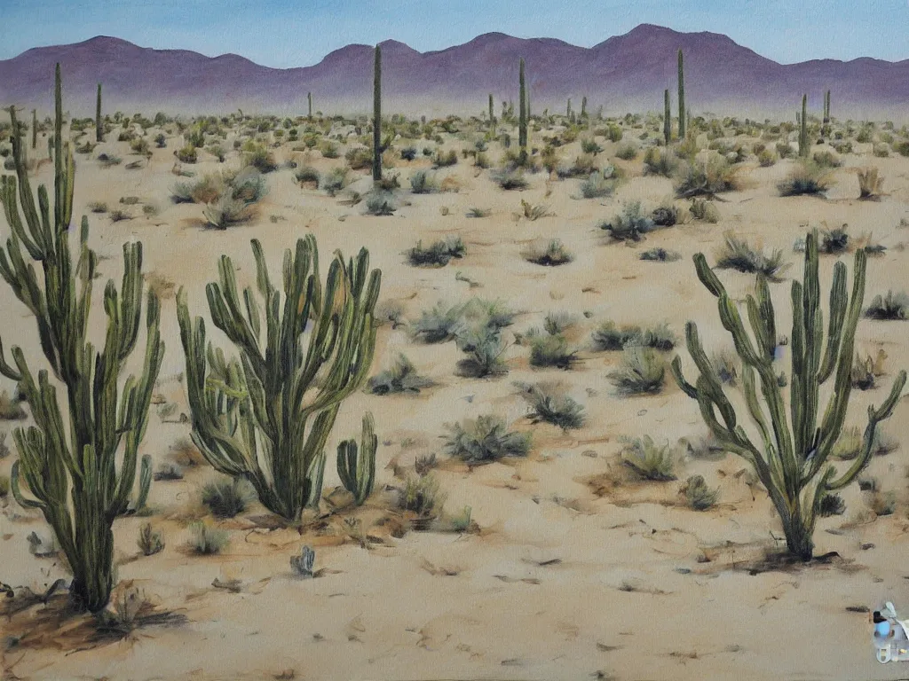 Prompt: Trailer park landscape in the desert near the oasis painting by Alison Elizabeth Taylor