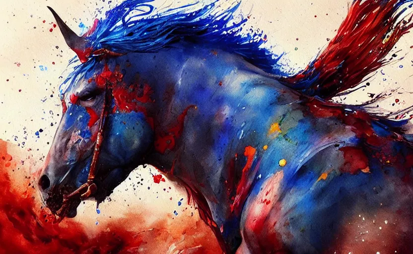 Prompt: a painting of pepsihorse trending on artstation in the style of greg rutkowski, 3 d, watercolor, beautiful, horse, pepsi, fluid