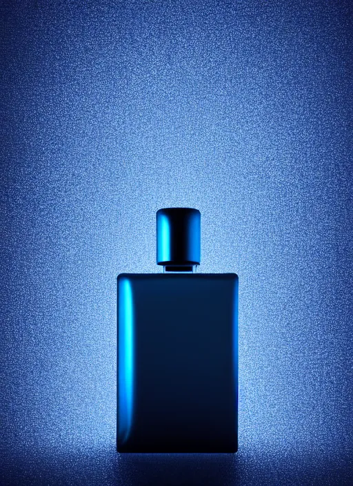 Prompt: perfume bottle standing in the center of an enchanted smokey cloud in the dark blue water, blurred background contoured smooth fair walls, up close shot, sharp focus, global illumination, radiant light, zaha hadid, irakli nadar, octane highly render, 4 k, ultra hd,