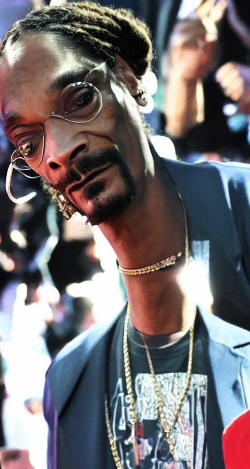 Image similar to snoop dogg with extremely long neck