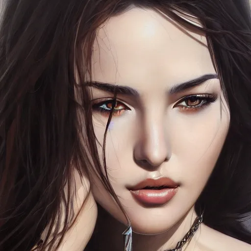 Prompt: realistic detailed semirealism Monica Bellucci 4K high resolution quality artstyle professional artists WLOP, Aztodio, Taejune Kim, Guweiz, Pixiv, Instagram, Artstation