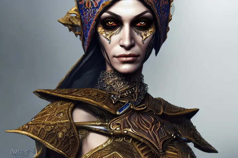 Image similar to a full portrait of a beautiful woman wearing, wearing extremely detailed attire, slim complexity, extremely detailed eyes, medievil, dnd, extremely detailed, high quality, trending on artstation, photo realistic