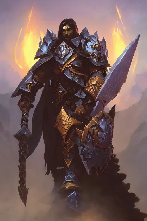 Image similar to world of warcraft paladin, by greg rutkowski, detailed