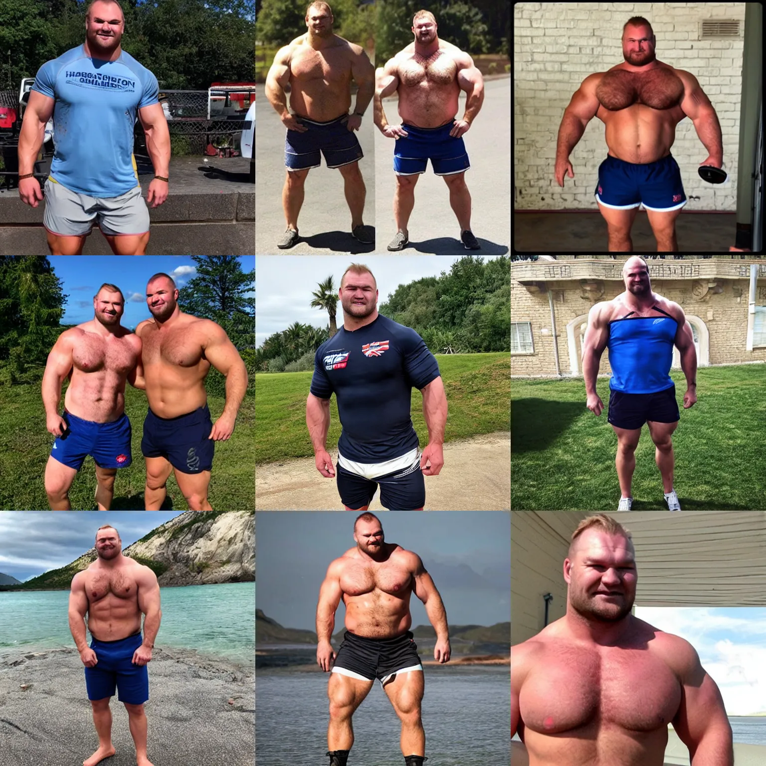 Prompt: julius hafthor bjornsson in shorts