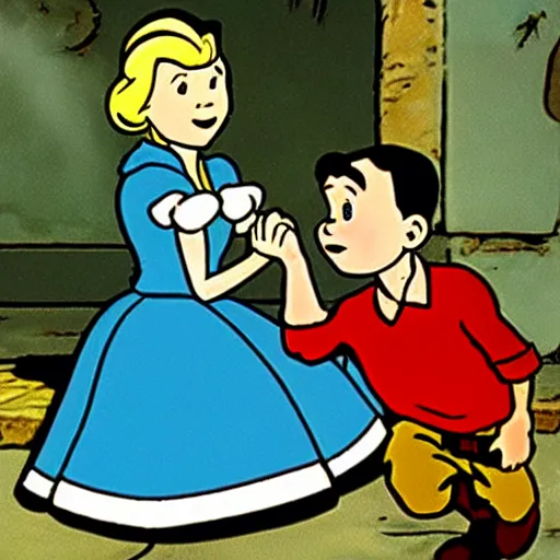 Prompt: tintin and snow white, cartoon