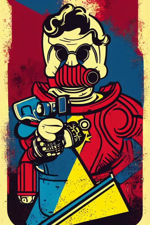 Image similar to fallout 7 6 retro futurist illustration art by butcher billy, sticker, colorful, illustration, highly detailed, simple, smooth and clean vector curves, no jagged lines, vector art, smooth andy warhol style